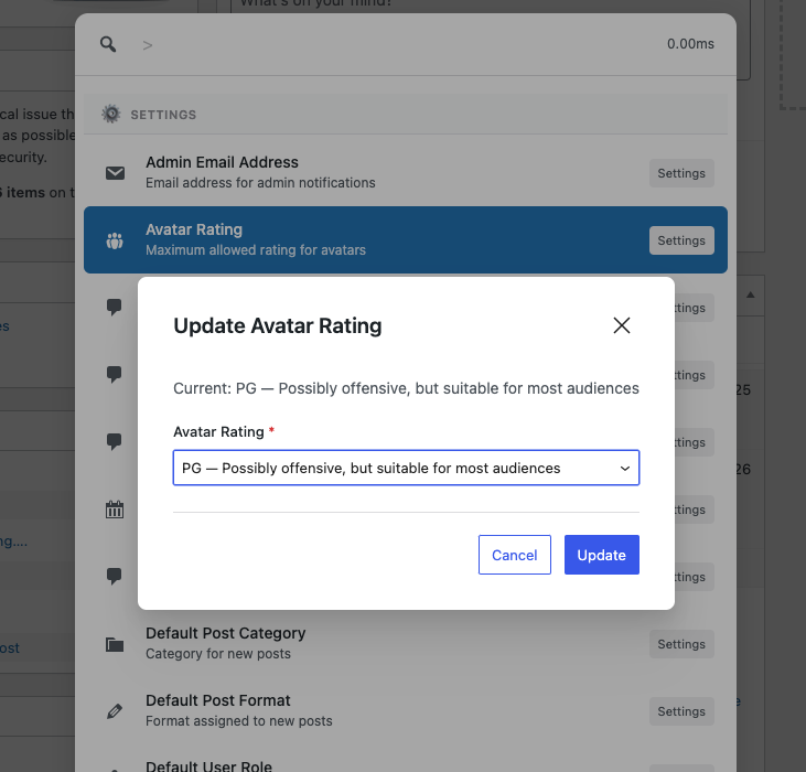 Avatar rating change command